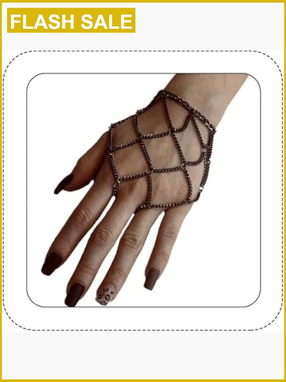 Boho Tassel Hand Harness Bracelet with Slave Ring Gothic Punk Chain
